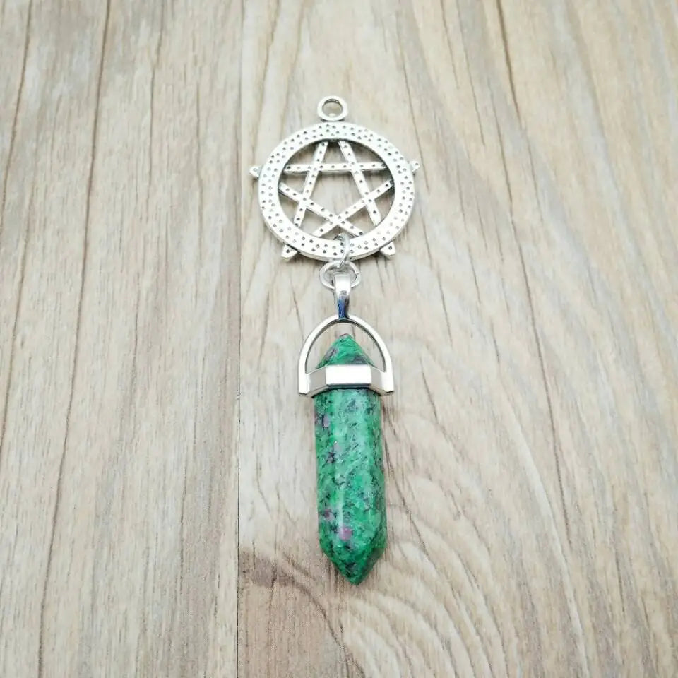 Wholesale Natural Agate Crystal Hexagonal Pendant Necklace