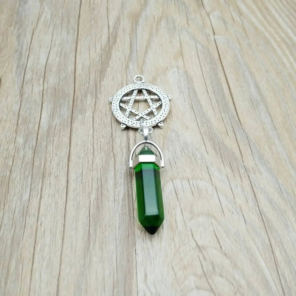 Wholesale Natural Agate Crystal Hexagonal Pendant Necklace