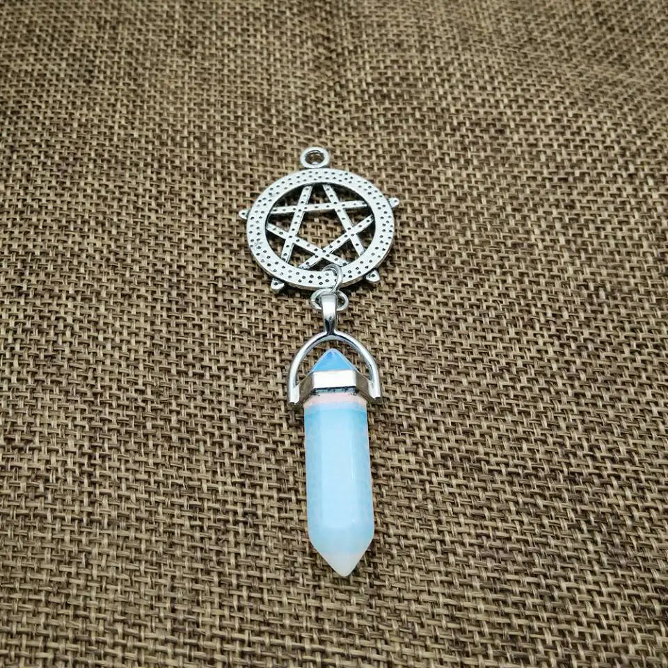 Wholesale Natural Agate Crystal Hexagonal Pendant Necklace