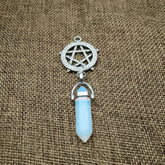 Wholesale Natural Agate Crystal Hexagonal Pendant Necklace
