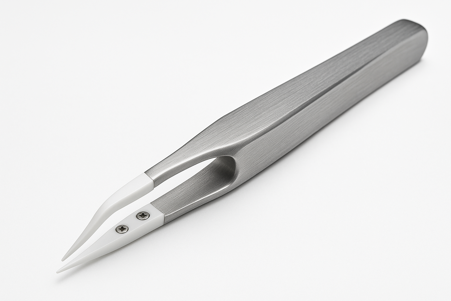 Ceramic Tweezers for Electronics with Stainless Steel Handle with small bend