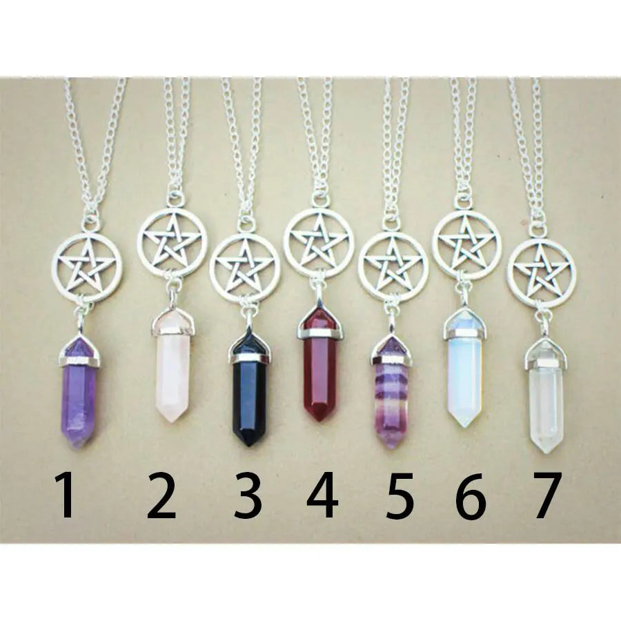 Wholesale Natural Agate Crystal Hexagonal Pendant Necklace
