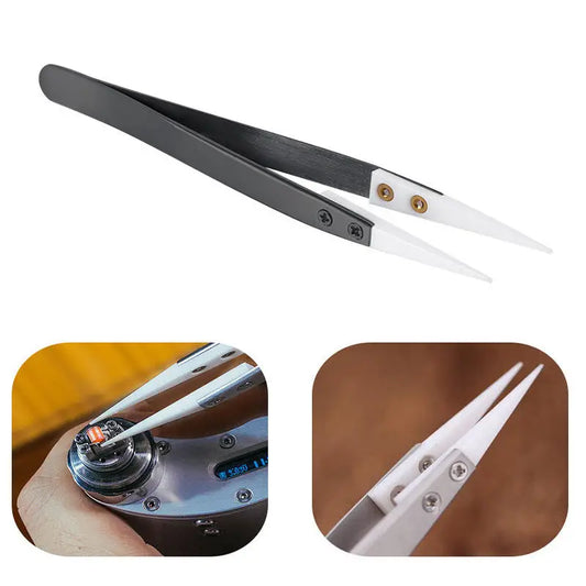 Ceramic Tweezers for Electronics with Stainless Steel Handle